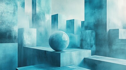 Fototapete - Abstract 3D illustration featuring architectural elements as a background