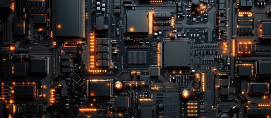 Poster - Circuit board design with intricate patterns and components showcasing technology and innovation in electronics