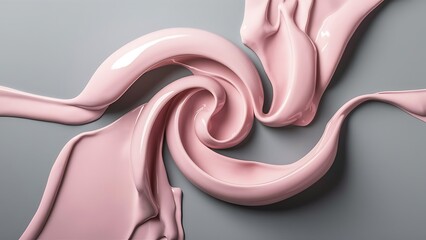 Canvas Print - Close up view of light pink paint swirls isolated on grey