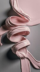 Canvas Print - Close up view of light pink paint swirls isolated on grey