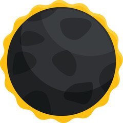 Poster - dark planet with craters on a yellow circular frame, space exploration and astronomy science concept