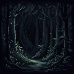 Poster - dark forest illustration background