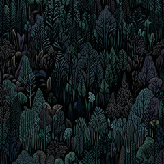 Canvas Print - dark forest illustration background