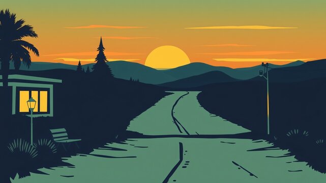 retro vintage sunset background