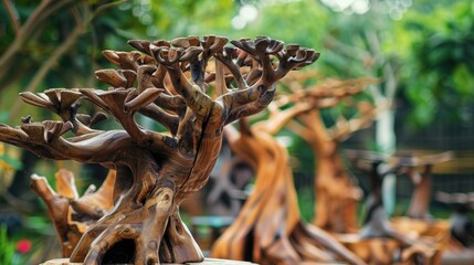 Poster - Trees made of teak wood