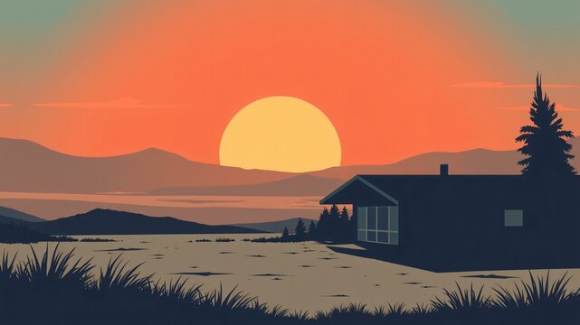 retro vintage sunset background