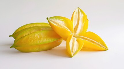 Wall Mural - Tropical star fruit on white background