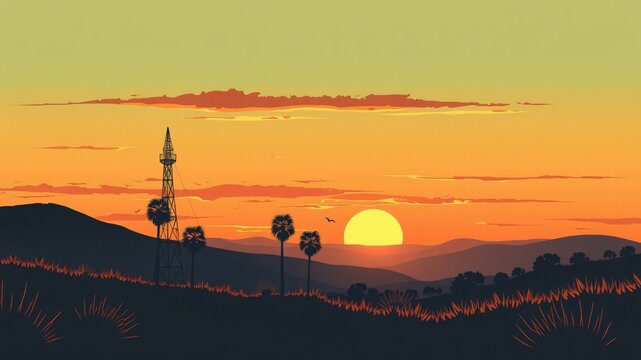 retro vintage sunset background
