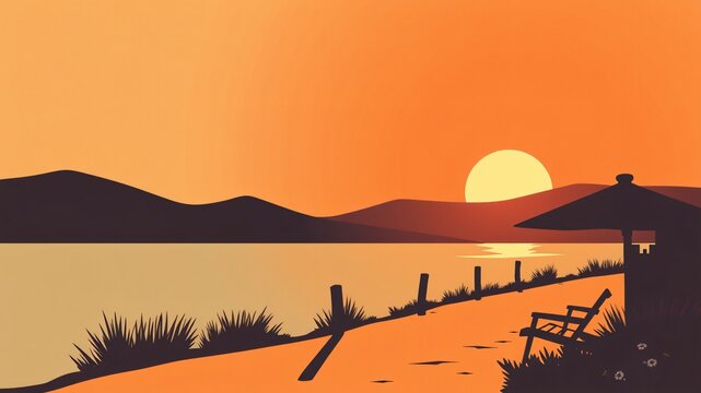 retro vintage sunset background
