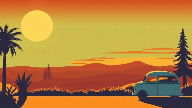 retro vintage sunset background