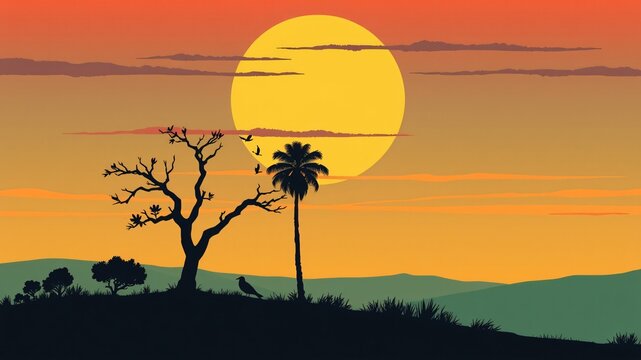 retro vintage sunset background