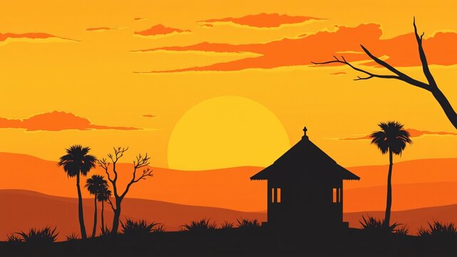 retro vintage sunset background