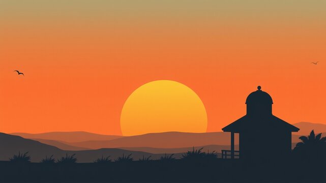retro vintage sunset background