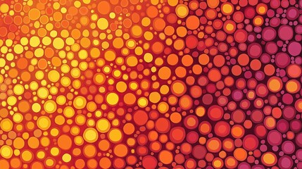 Wall Mural - A colorful background with many orange circles. The circles are of different sizes and are scattered all over the background. The background is orange and has a vibrant and lively feel to it