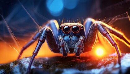 spider and the eerie glow of its eyes depicted in an artwork where the spider s eyes are the focal point adding a sense of unease