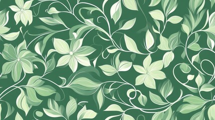 Sticker - Seamless floral pattern illustration in green suitable for invitations textiles and wallpaper design Raster copy