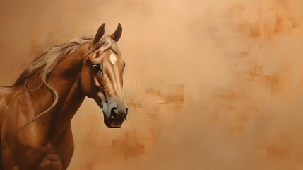 portrait of a horse on brown background.