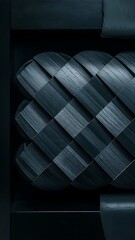 Wall Mural - Dark grey striped wooden material on black