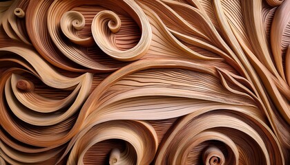 abstract wood shaving art texture with intricate layered and curled patterns