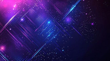 Poster - abstract background with glowing lines and scattered dots on dark blue background.