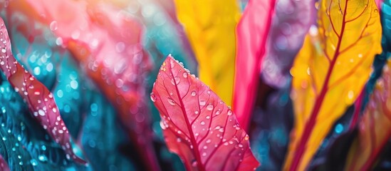 Wall Mural - Vibrant Autumn Foliage with Colorful Leaves in Close up View  Beautiful natural background with lush textured and patterned plant life in a serene botanical setting