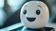 © Napasnan - A close-up of a chat robot animated face on a smartphone, smiling and responding in a user-friendly interface
