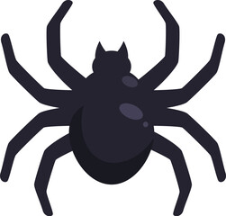 Poster - Black widow spider with a shiny black body and eight legs spread out
