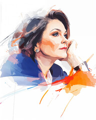 Wall Mural - Watercolor Middle-Aged Professional Woman Leader Politician