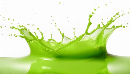 Wall Mural - a neon lime green color splash on white providing a vibrant and electric visual that is eye catching and lively the splash is dynamic and full of energy