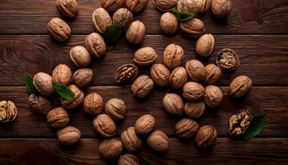 Wall Mural - walnut texture background dark wooden plank desktop texture background