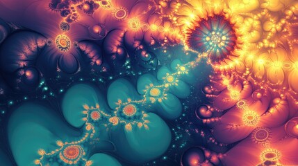 Sticker - Vibrant and imaginative fractal background illustrations for creative projects