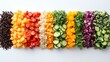 © Jack - A beautifully styled salad bar with an array of colorful, fresh ingredients on a white background, highlighting the textures and sharpness of each item