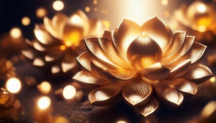 generative ai illustration of abstract lifelike buddha flowers magic lighting beautiful metallic and stone colors detailed natural lighting natural environment