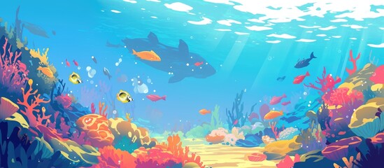 Underwater coral reef illustration for ocean backdrop