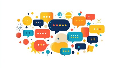Poster - Vibrant Speech Bubble Communication Array - Minimalist Flat Design Illustration on White Background