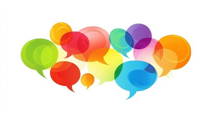 Poster - Vibrant Diversity in Communication: Colorful Vector Speech Bubbles on White Background