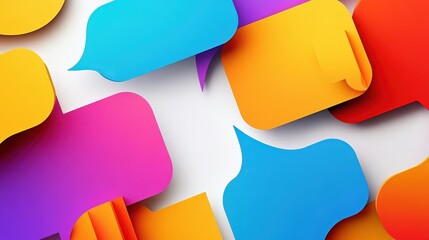 Poster - Vibrant Speech Bubbles in Simple Flat Design on White Background