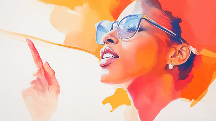 Wall Mural - Watercolor Young Black Professional Woman