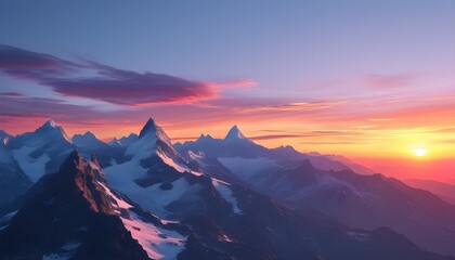 Wall Mural - Ethereal Vertical Background Collection Featuring Sunset Gradient Skies Over Majestic Mountain Peaks