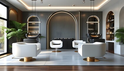 opulent and luxurious salon interior design featuring exquisite details and modern aesthetics