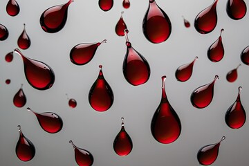 Wall Mural - Dark Red Wine Droplets Collection on Pure Background