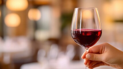 Canvas Print - A person holding a wine glass with red liquid in it, AI