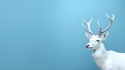 white deer on blue background.