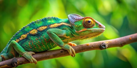 Chameleon blending into tree branch with its surroundings, Camouflage, reptile, nature, wildlife, branch, tree, tropical