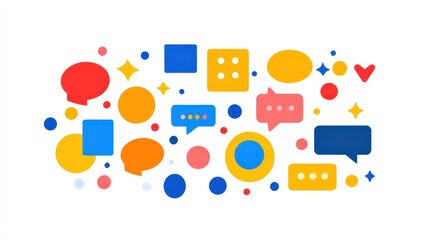 Aufkleber - colorful minimalist vector speech bubbles on white background for modern communication design