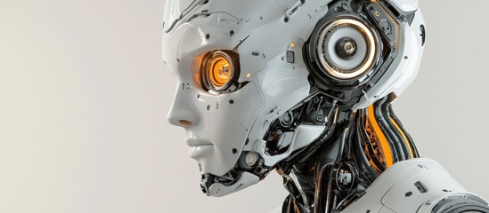 Poster - Profile portrait of a robot 3D rendering