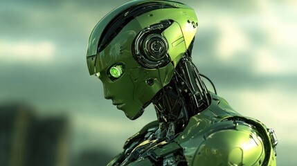 Poster - Green Robot Three Dimensional Artwork