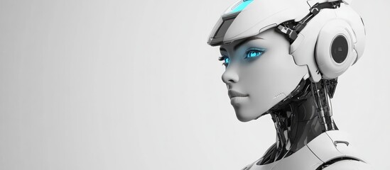 Poster - Isolated 3D robot girl in white on a plain background