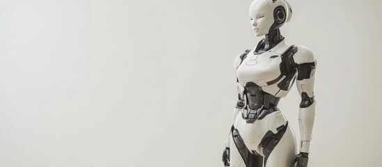 Poster - 3D rendering of a female humanoid robot on a plain white background
