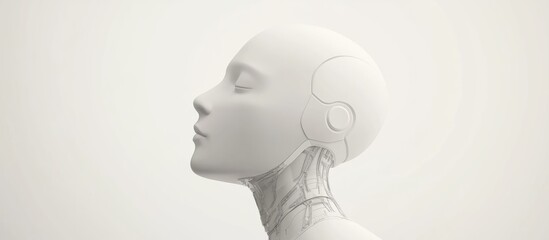 Aufkleber - Stylish white robot head dummy on a light blank backdrop representing a concept in robotics 3D rendering mockup